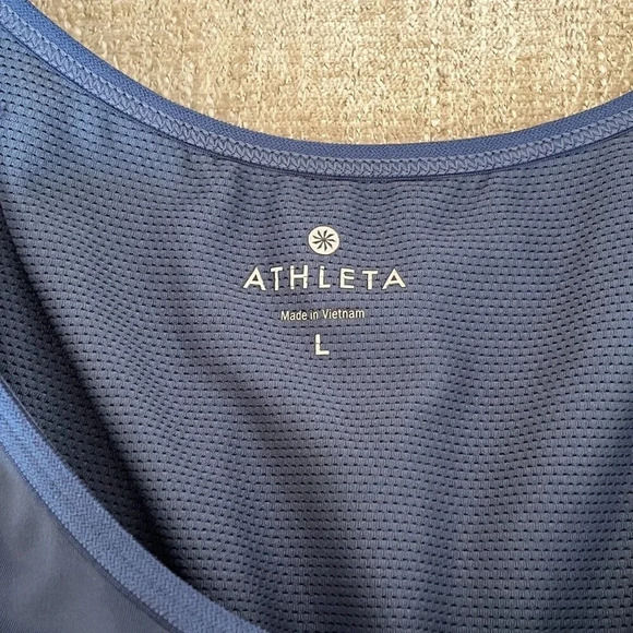 Athleta Gel Mesh Supercharged Tank Womens Size L Blue Sports Bra Built-In Active - Picture 4 of 7